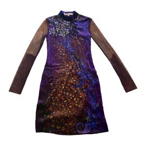 Women’s Tarun Tahiliani Medium Indian Purple Blue Kimono Kurta Top